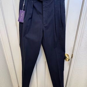 Ralph Lauren Purple Label Men's Pleated Dress Pants in Navy